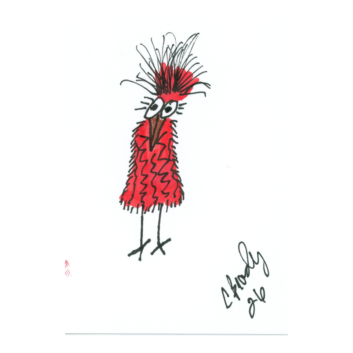 Tiny Perch Original - TPS-160 - Little Red - 1 of 1 Original Art