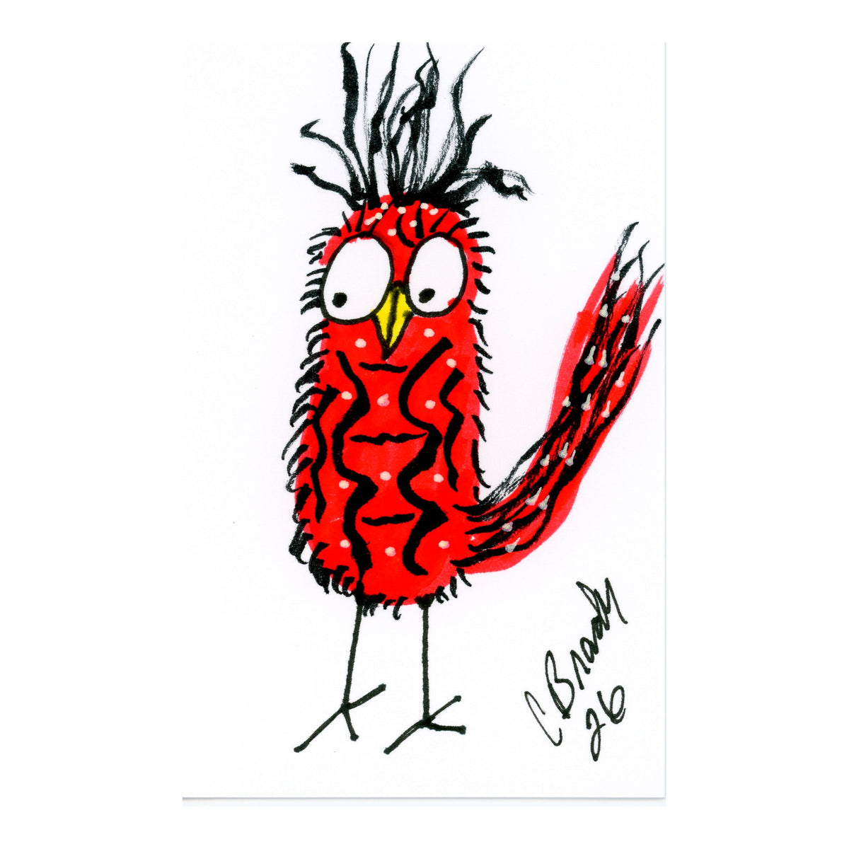 Tiny Perch Original - TPS-193 - Scarlet Squirrelbird - 1 of 1 Original Art