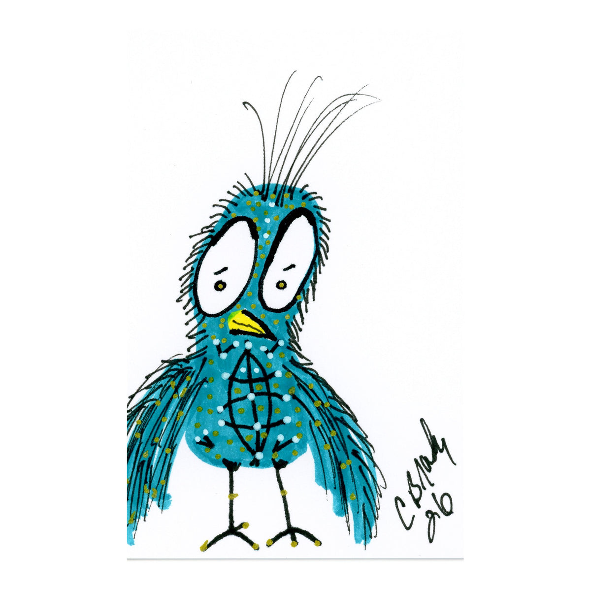 Tiny Perch Original - TPS-205 - Blue Monday - 1 of 1 Original Art