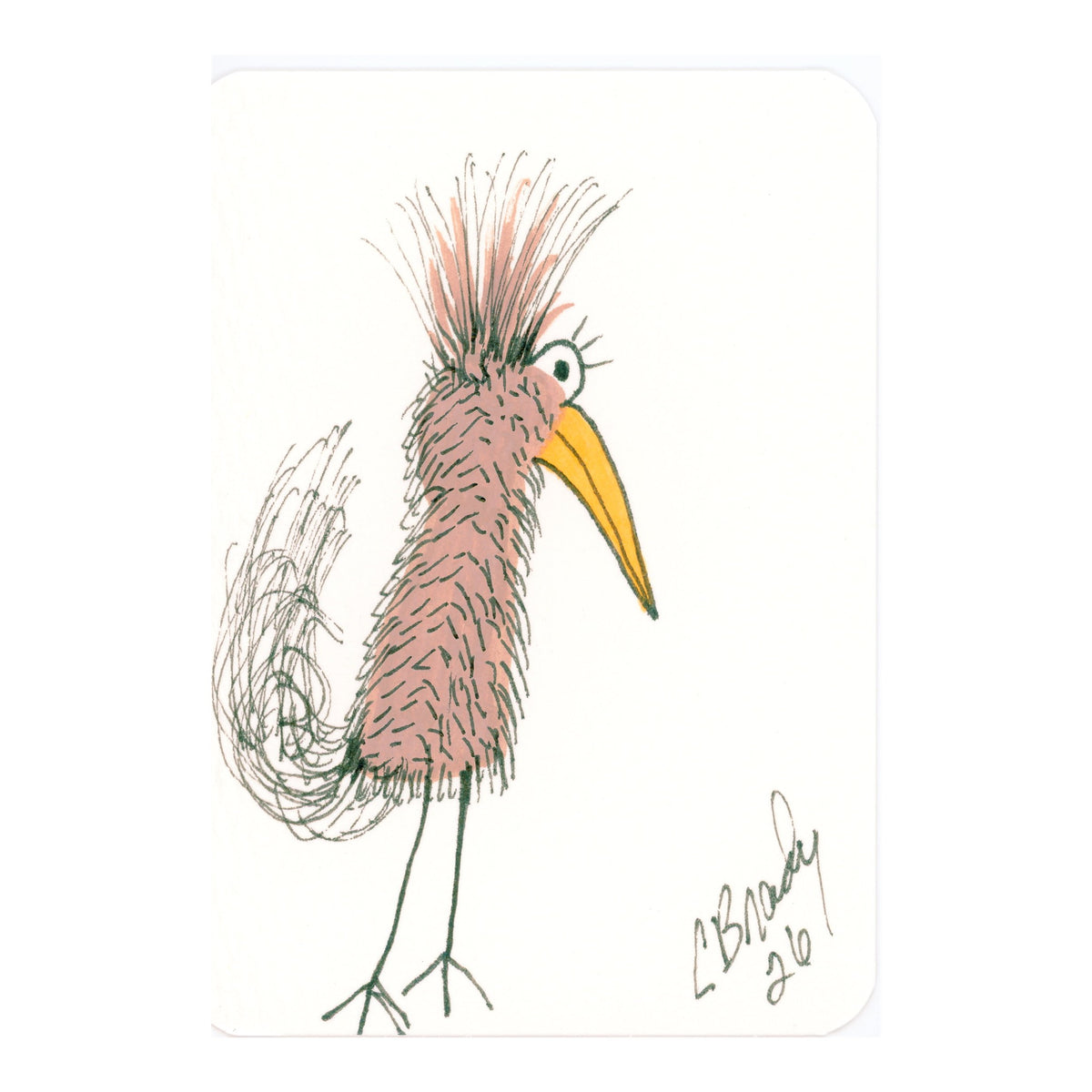 Tiny Perch Original -TPS-251 Curlicue Kiwi - 1 of 1 Original Art