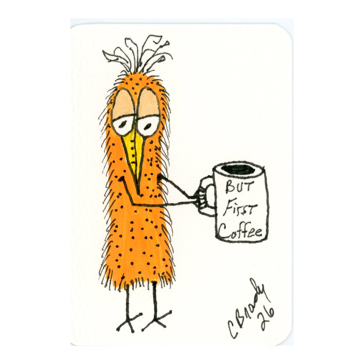 Tiny Perch Original -TPS-260 But First, Coffee- 1 of 1 Original Art