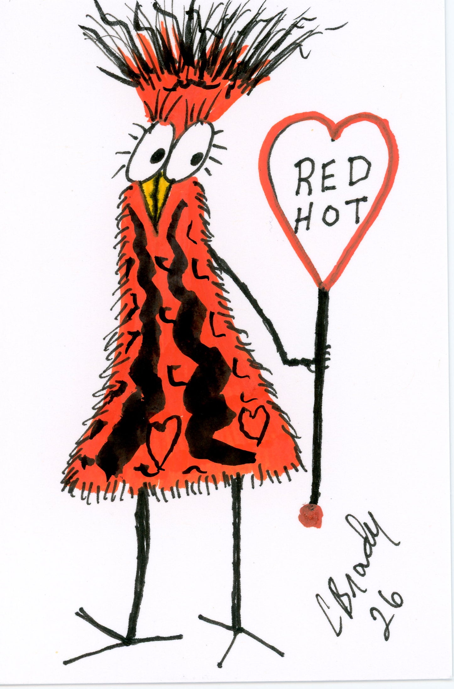 Tiny Perch Original - TPS121-Red Hot - 1 of 1 Original Art