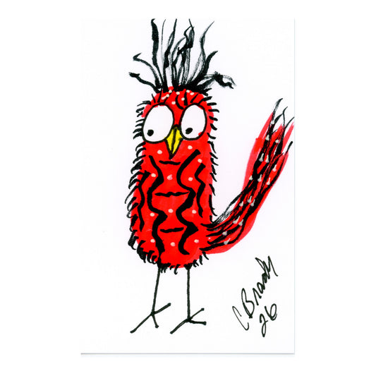 Tiny Perch Original - TPS-193 - Scarlet Squirrelbird - 1 of 1 Original Art