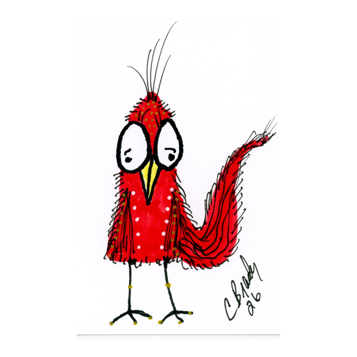 Tiny Perch Original - TPS-212 - Crimson Curl - 1 of 1 Original Art
