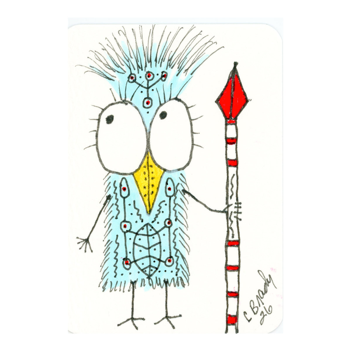 Tiny Perch Original -TPS-235 Turquoise Warrior - 1 of 1 Original Art