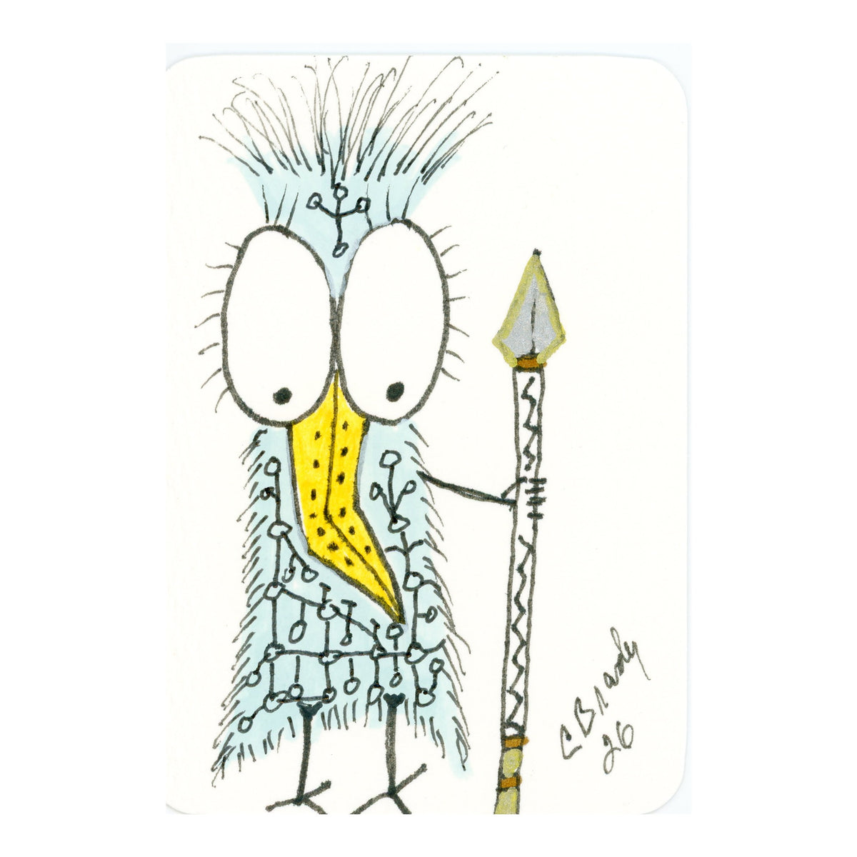 Tiny Perch Original -TPS-237 Silver Spear Sadie - 1 of 1 Original Art