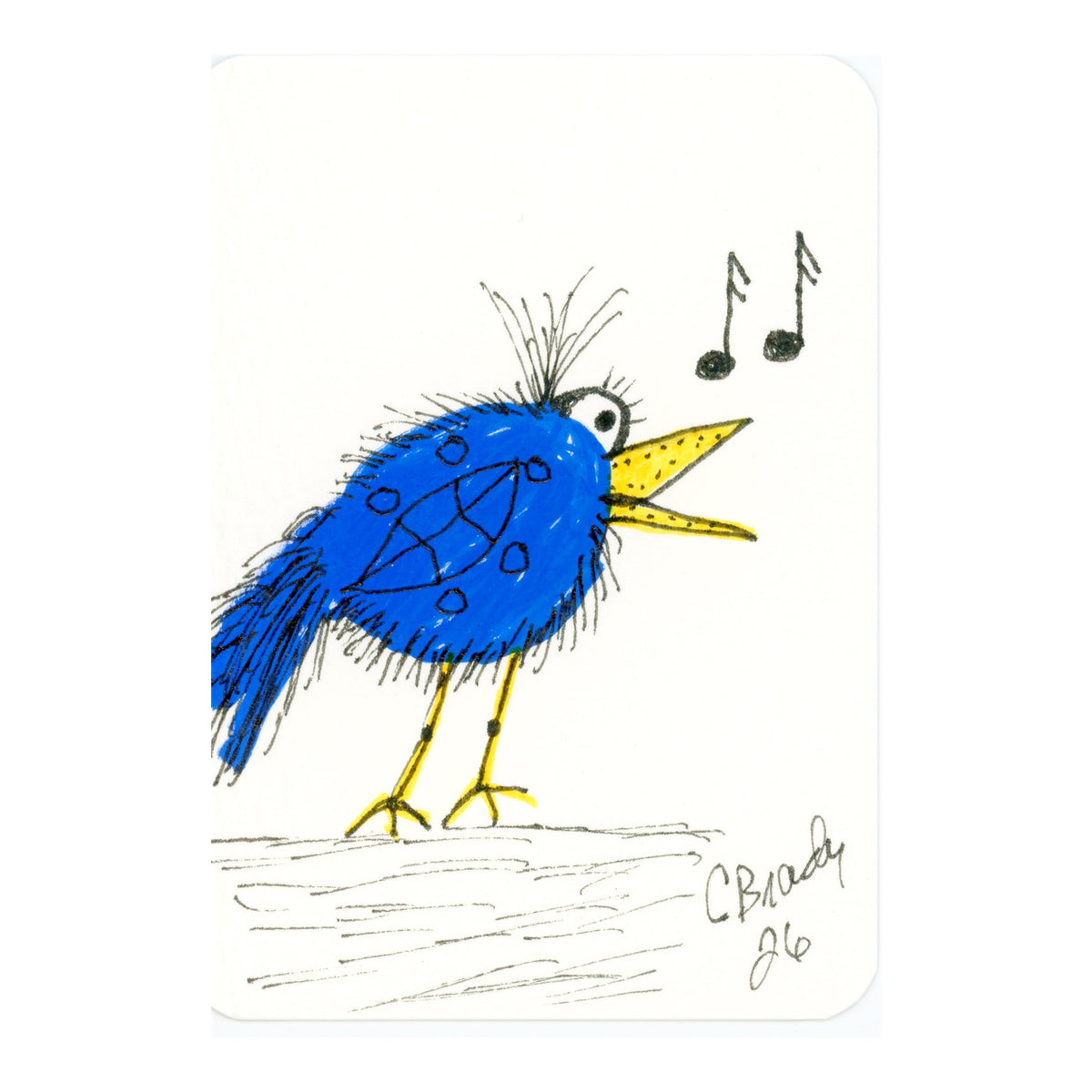 Tiny Perch Original -TPS-239 Blue Note Bird - 1 of 1 Original Art