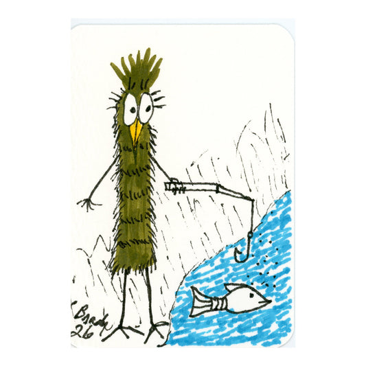 Tiny Perch Original -TPS-252 Fishin’ Frank - 1 of 1 Original Art