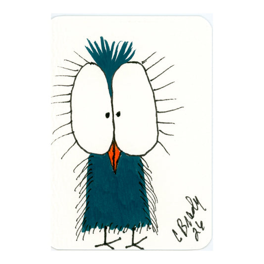 Tiny Perch Original -TPS-261 Big-Eyed Blue- 1 of 1 Original Art