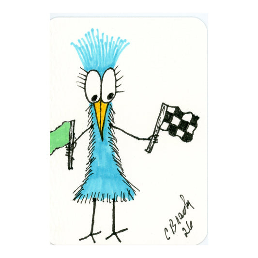 Tiny Perch Original -TPS-262 Checkered Charlie- 1 of 1 Original Art