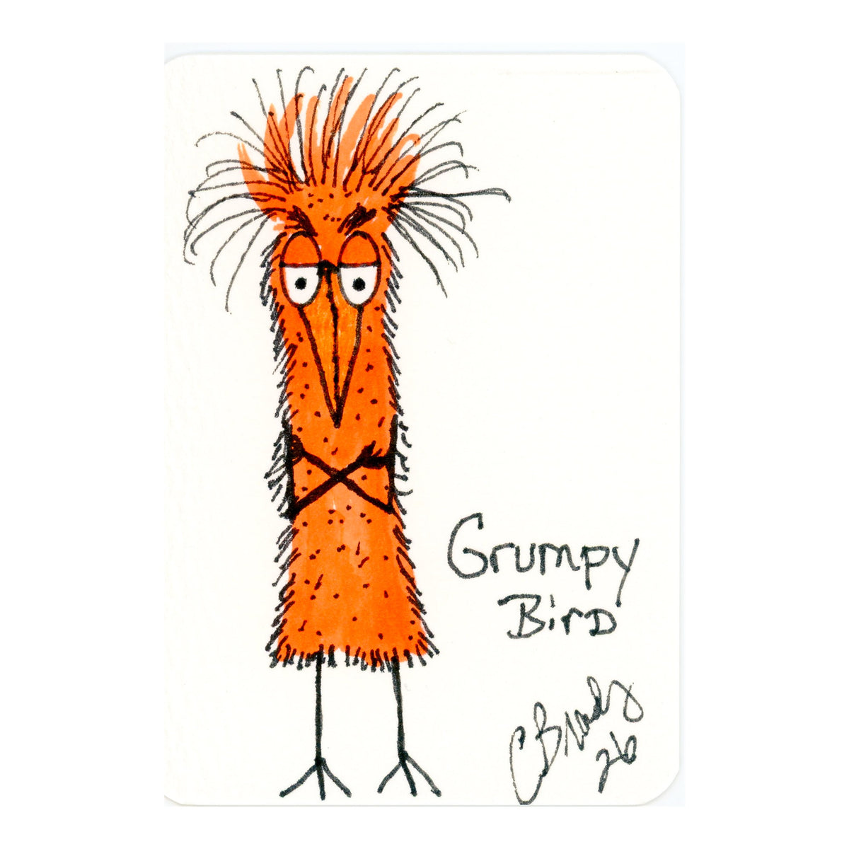 Tiny Perch Original -TPS-272 Grumpy Bird- 1 of 1 Original Art