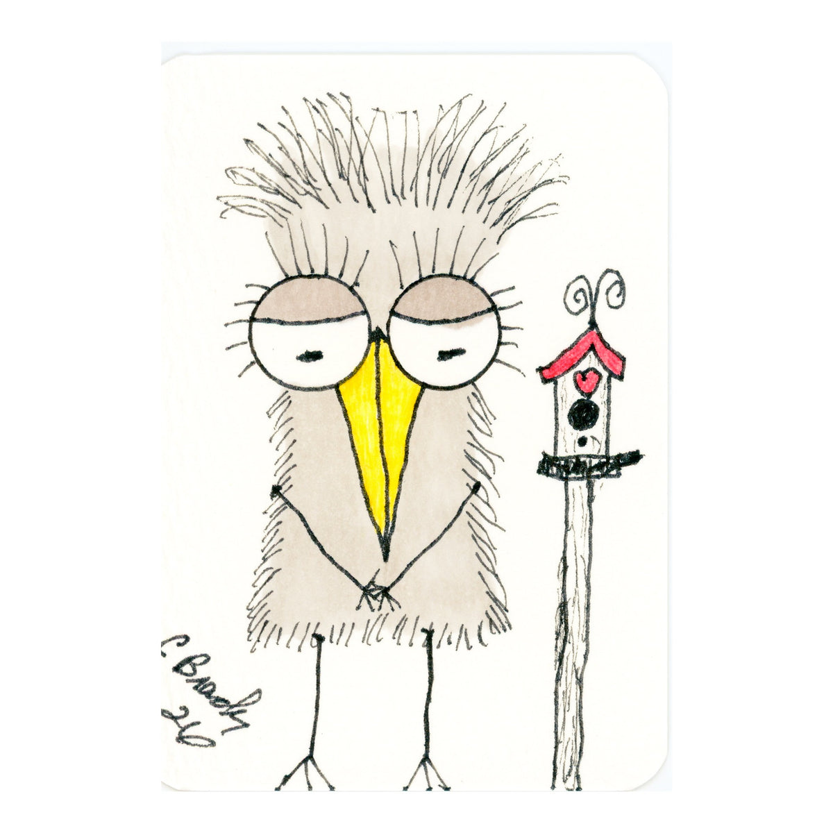 Tiny Perch Original -TPS-273 The Birdhouse Landlord- 1 of 1 Original Art