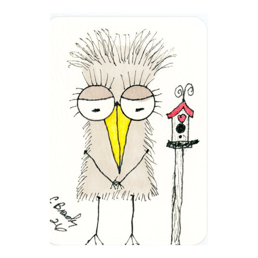 Tiny Perch Original -TPS-273 The Birdhouse Landlord- 1 of 1 Original Art