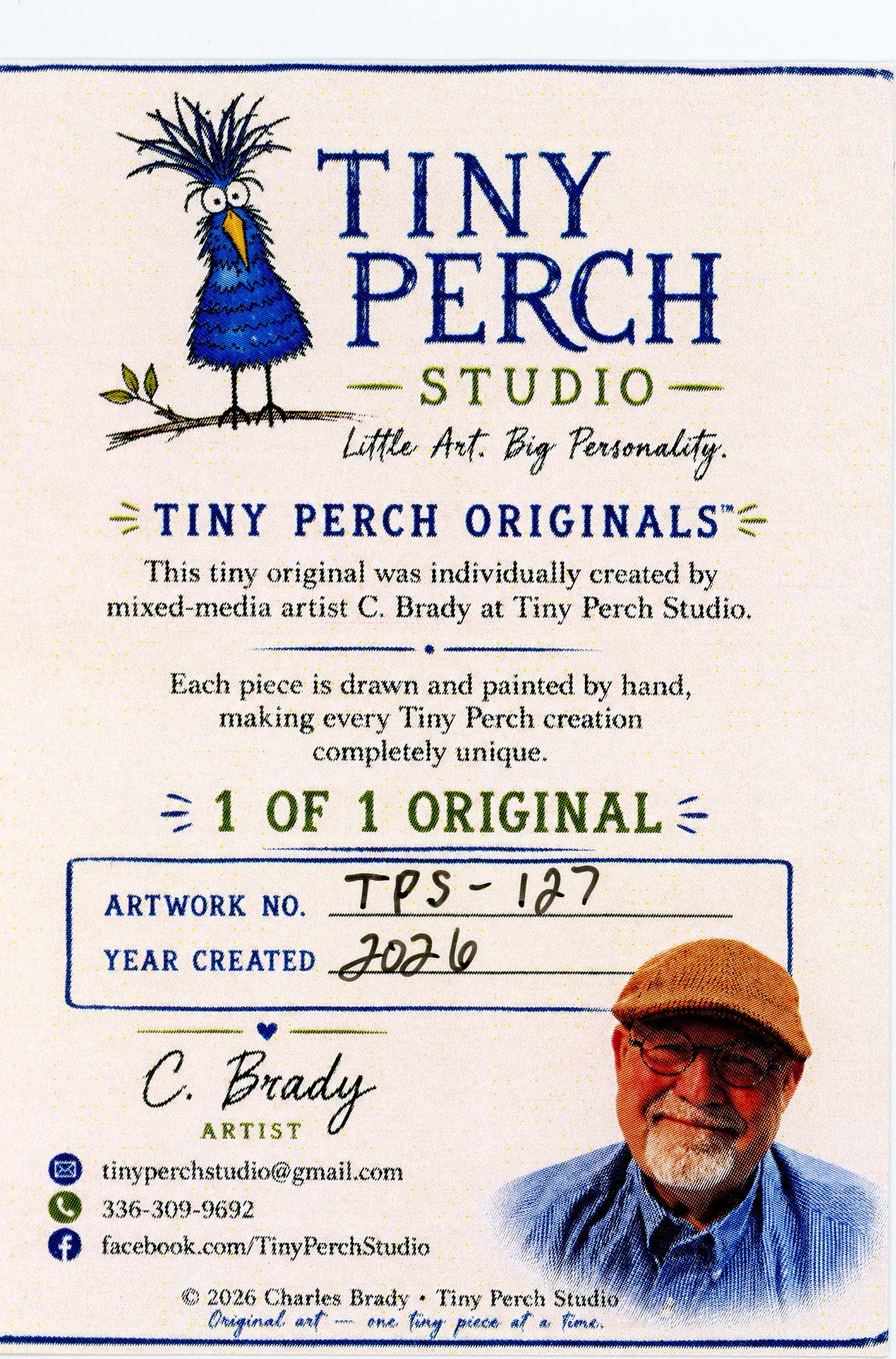 Tiny Perch Original - TPS-127 - Harold- 1 of 1 Original Art