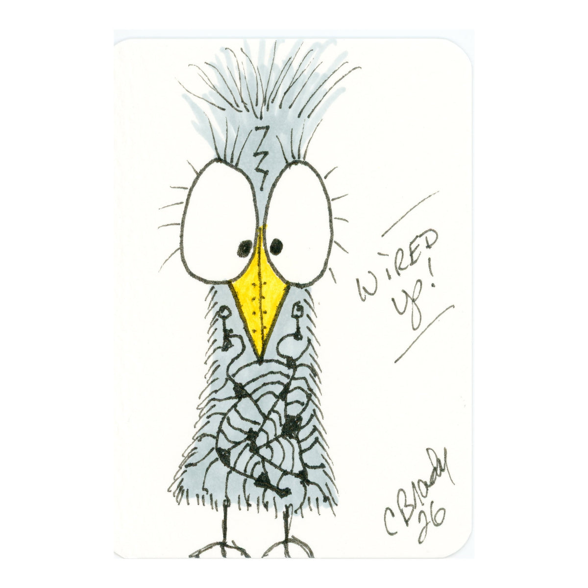 Tiny Perch Original -TPS-Wired Up  1 of 1 Original Art